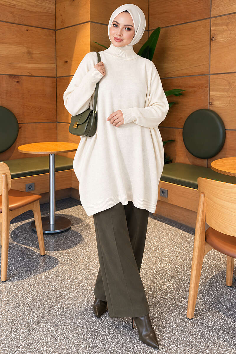 Drop-Sleeve Knit Tunic - Stone