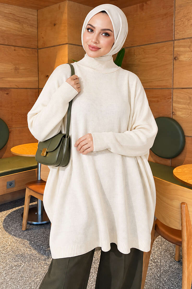 Drop-Sleeve Knit Tunic - Stone