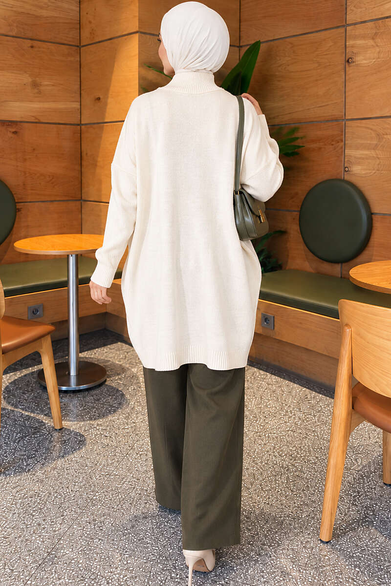 Drop-Sleeve Knit Tunic - Stone