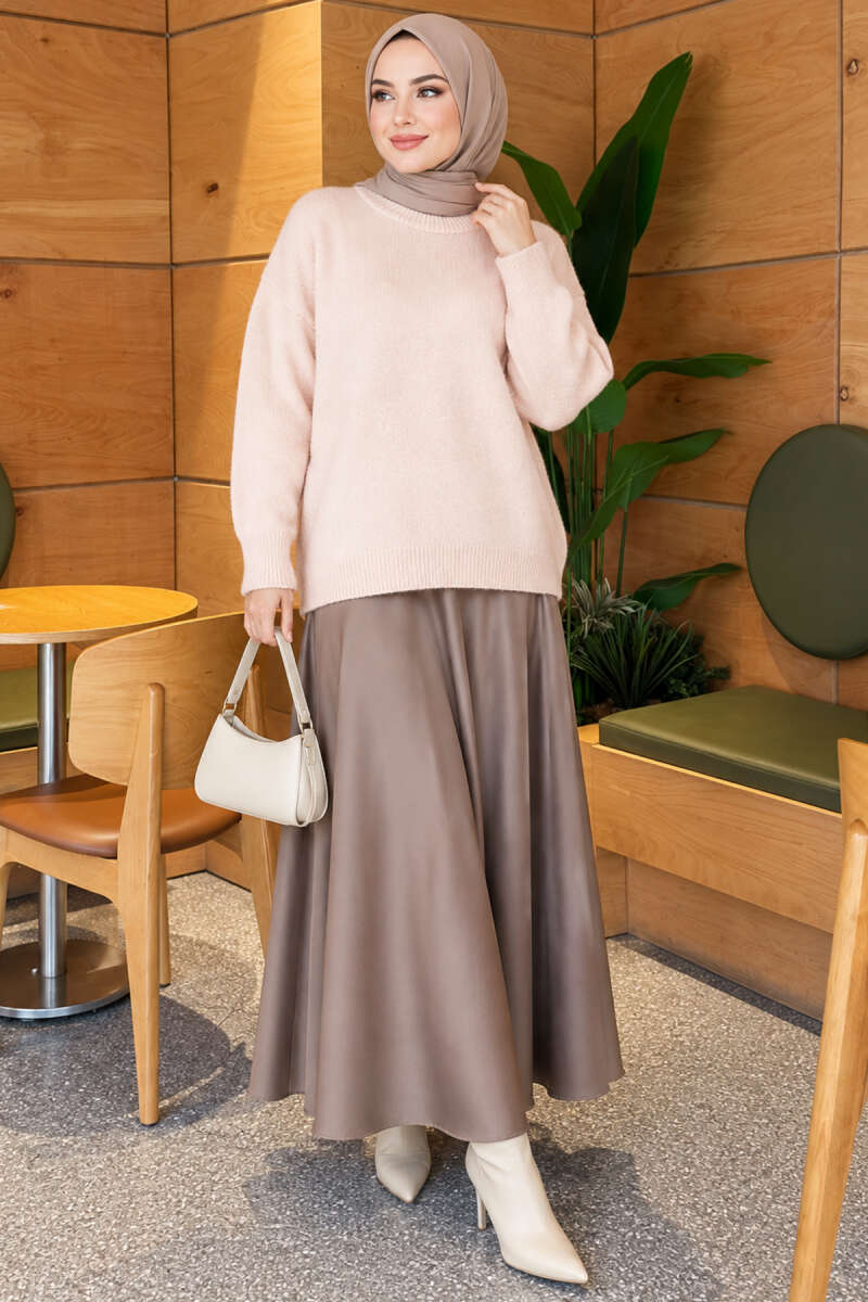 Ribbed Drop-Sleeve Knit Sweater - Powder