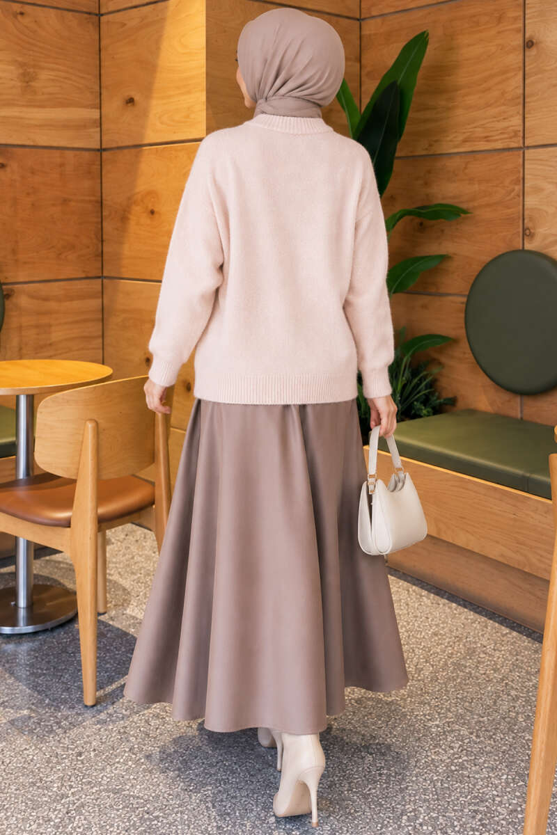 Ribbed Drop-Sleeve Knit Sweater - Powder
