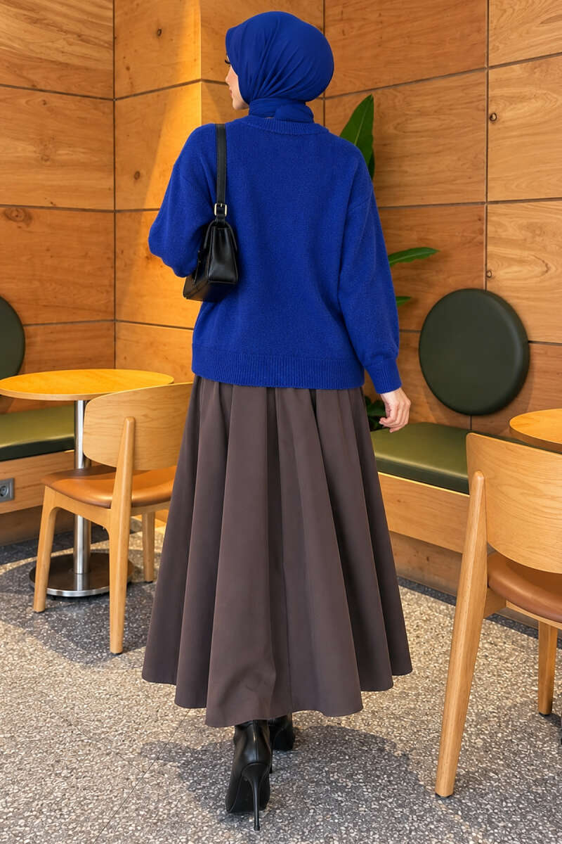 Ribbed Drop-Sleeve Knit Sweater - Saxe Blue
