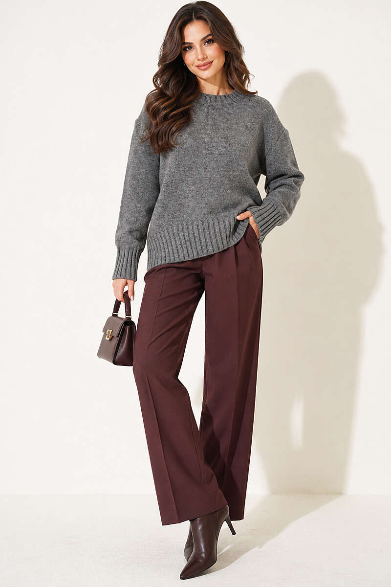 Drop-Shoulder Basic Knit Sweater - Smoke Grey