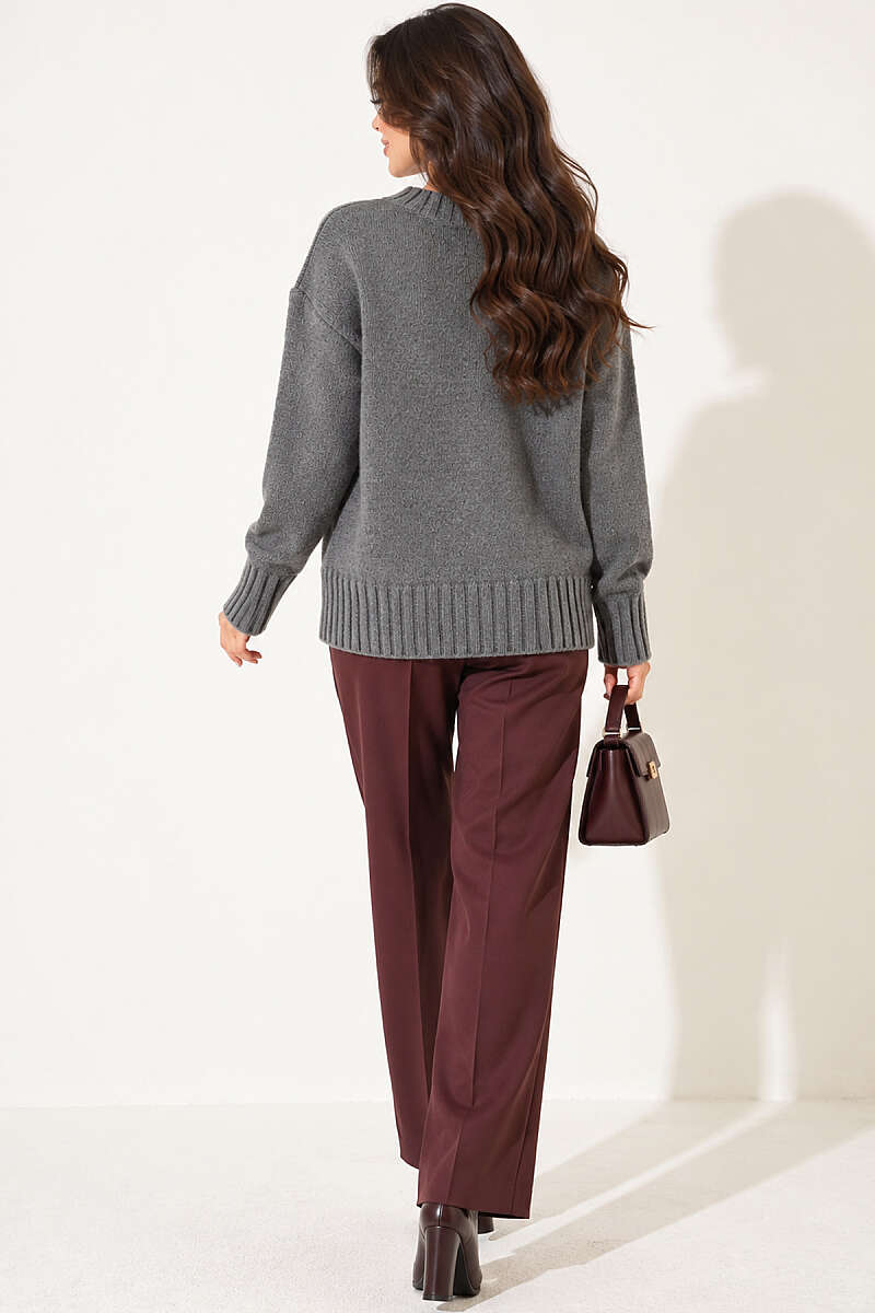 Drop-Shoulder Basic Knit Sweater - Smoke Grey