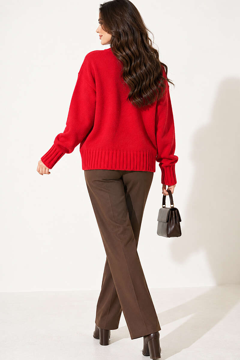 Drop-Shoulder Basic Knit Sweater - Red
