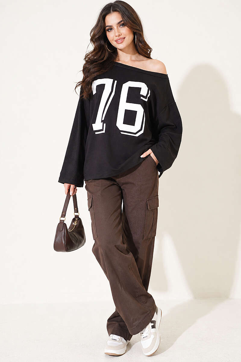 Drop-Shoulder Printed Sweatshirt - Black