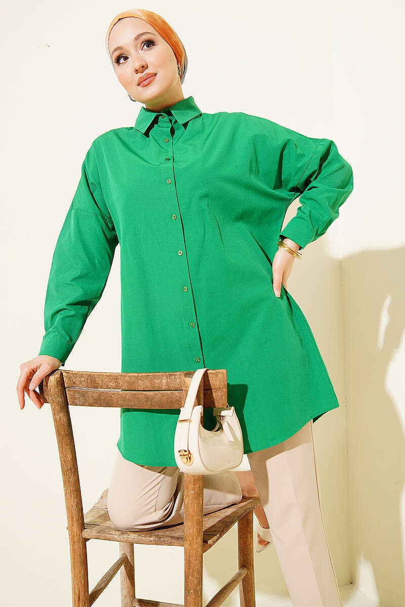 Plain Drop-Shoulder Shirt - Kelly Green
