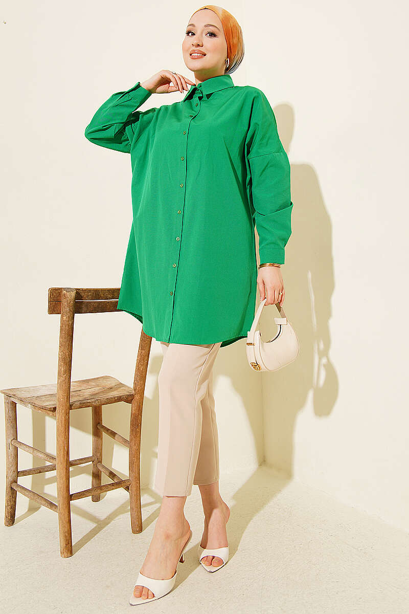 Plain Drop-Shoulder Shirt - Kelly Green