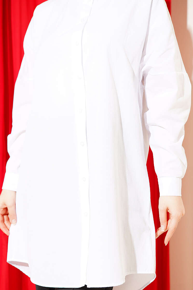 Plain Drop-Shoulder Shirt - White