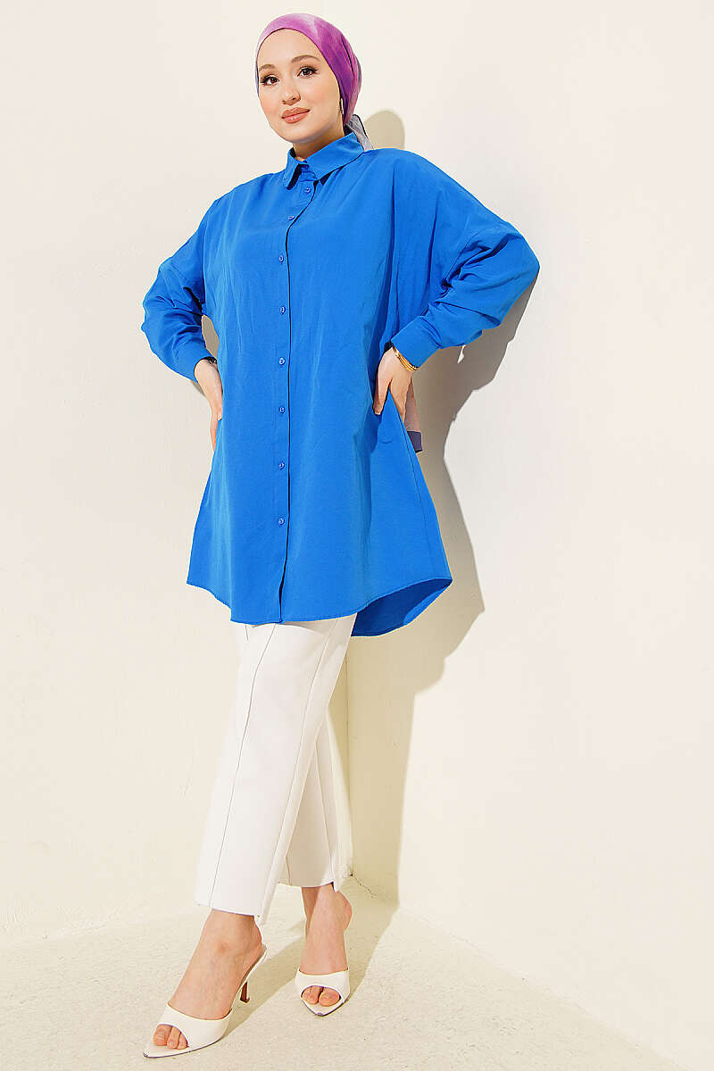 Plain Drop-Shoulder Shirt - Saxe Blue