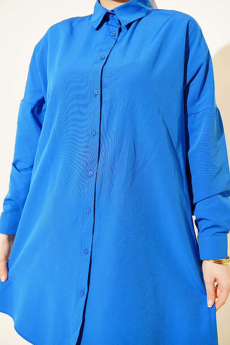 Plain Drop-Shoulder Shirt - Saxe Blue
