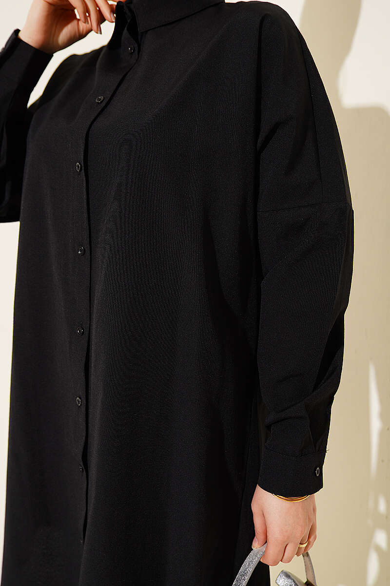 Plain Drop-Shoulder Shirt - Black
