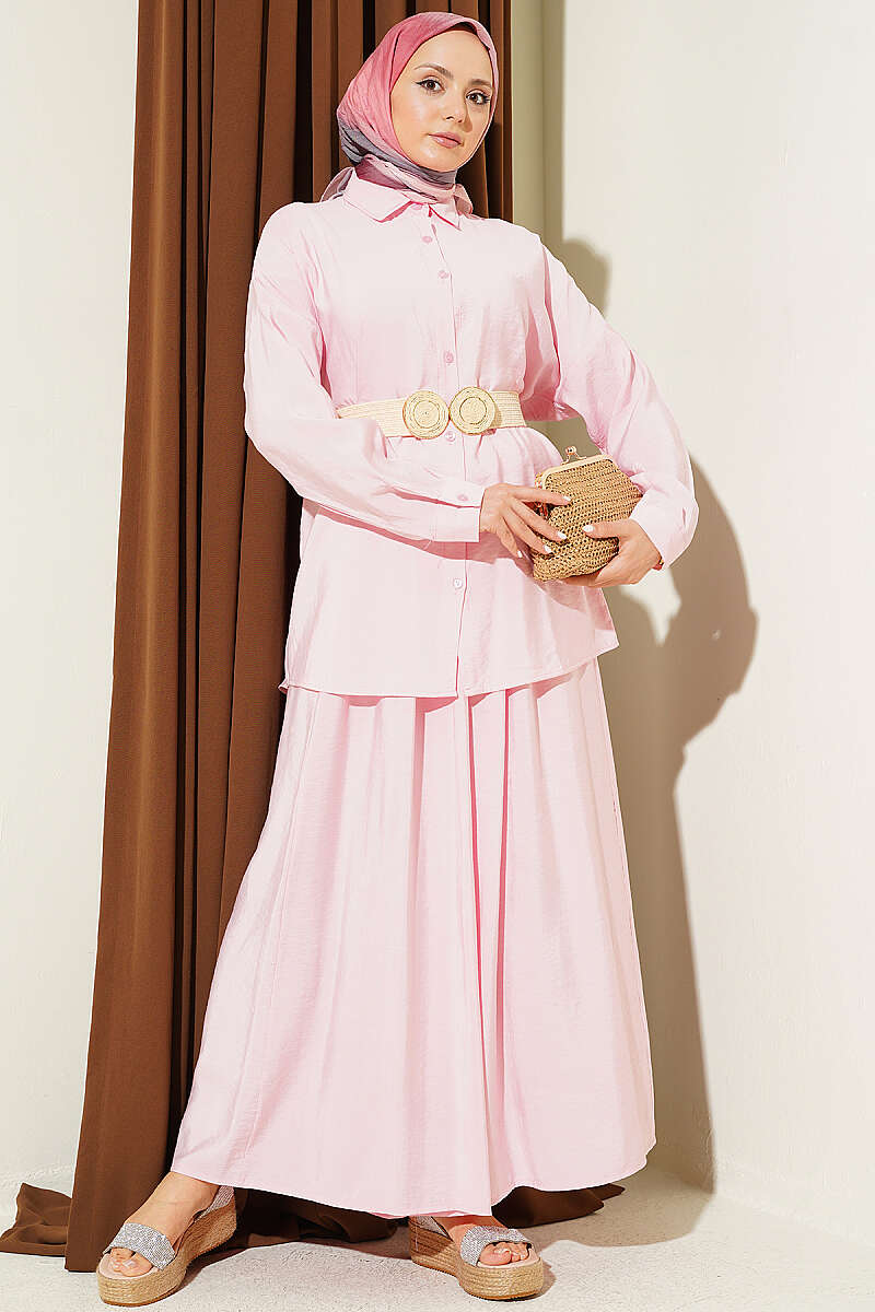 Drop-Shoulder Modal Two-Piece Set - Pink