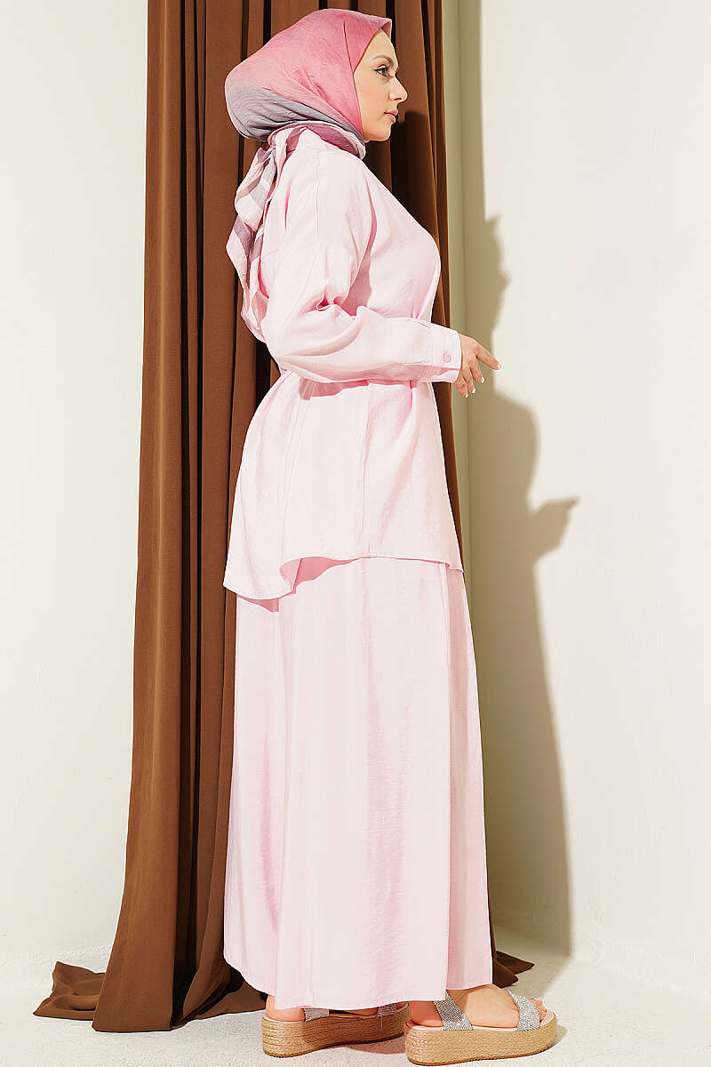 Drop-Shoulder Modal Two-Piece Set - Pink