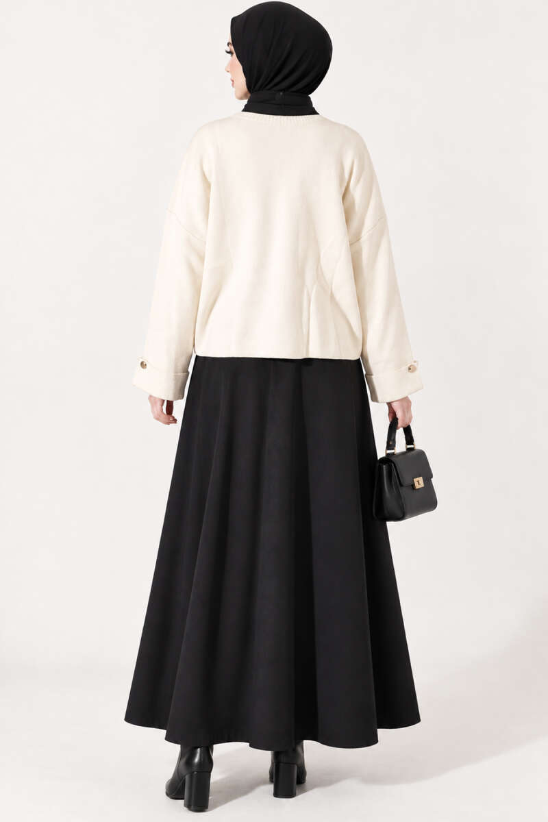 Loose Drop-Shoulder Knit Sweater - Beige