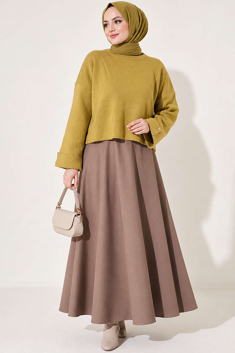 Loose Drop-Shoulder Knit Sweater - Olive