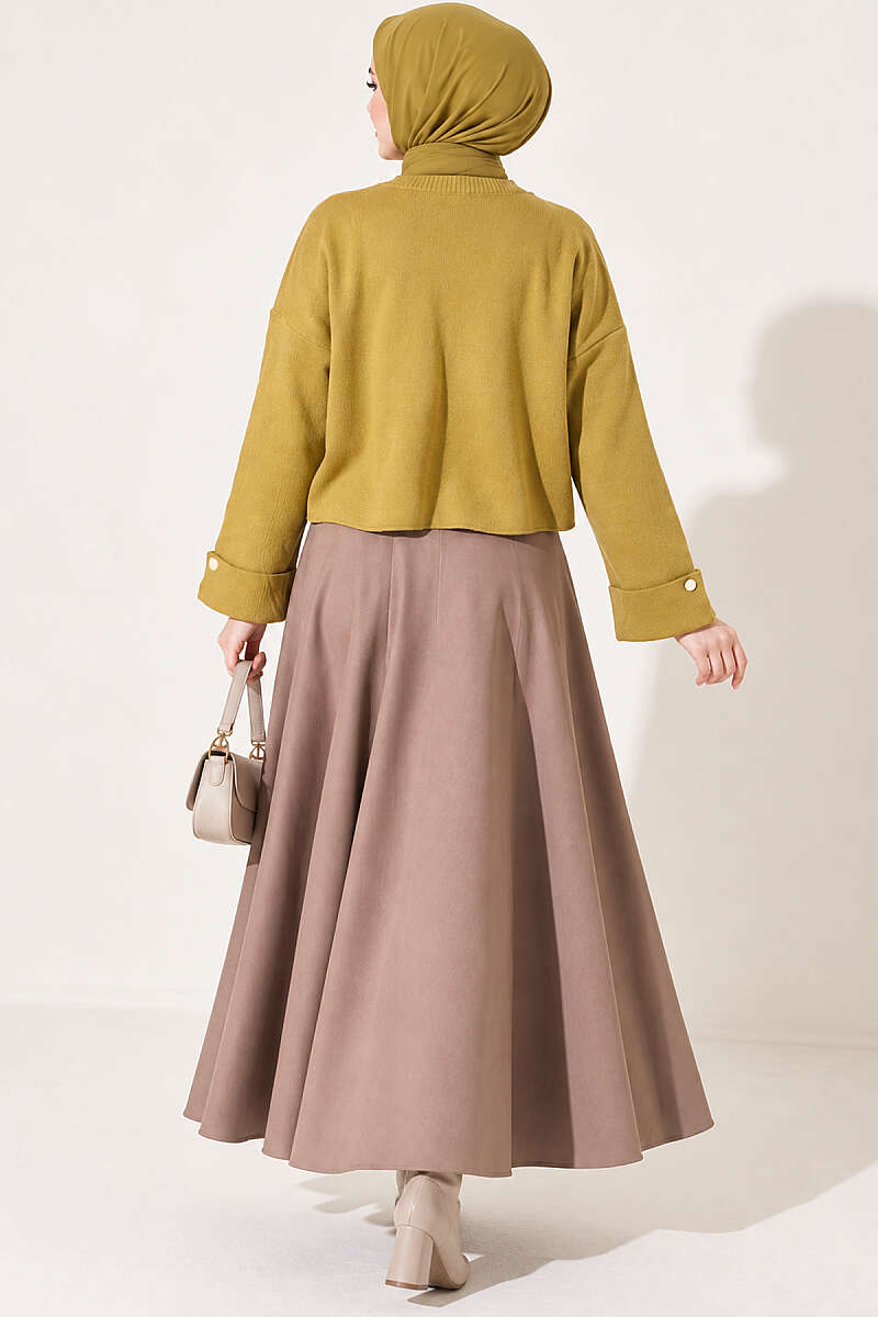 Loose Drop-Shoulder Knit Sweater - Olive