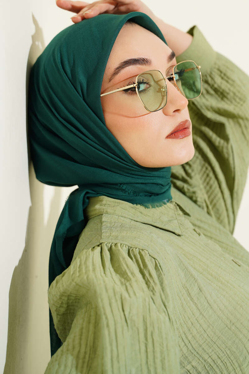 Plain Flamu Cotton Scarf - Emerald