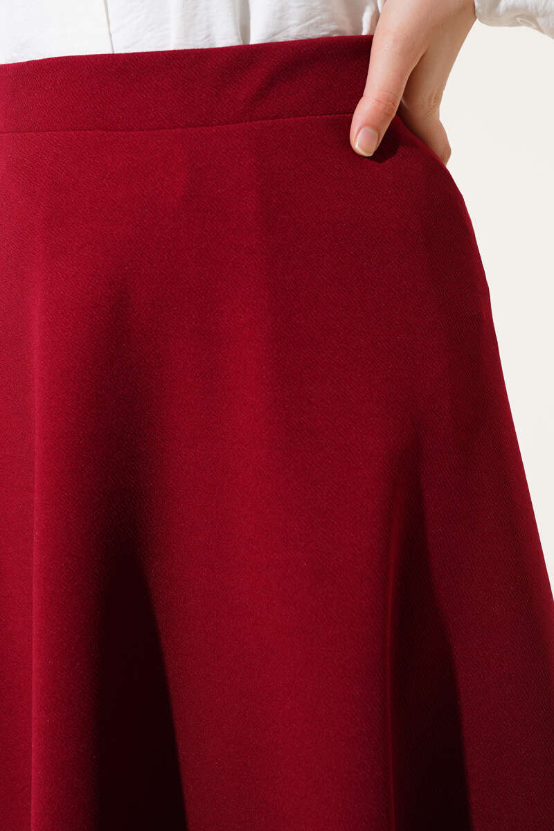 Plain Flared Skirt - Burgundy