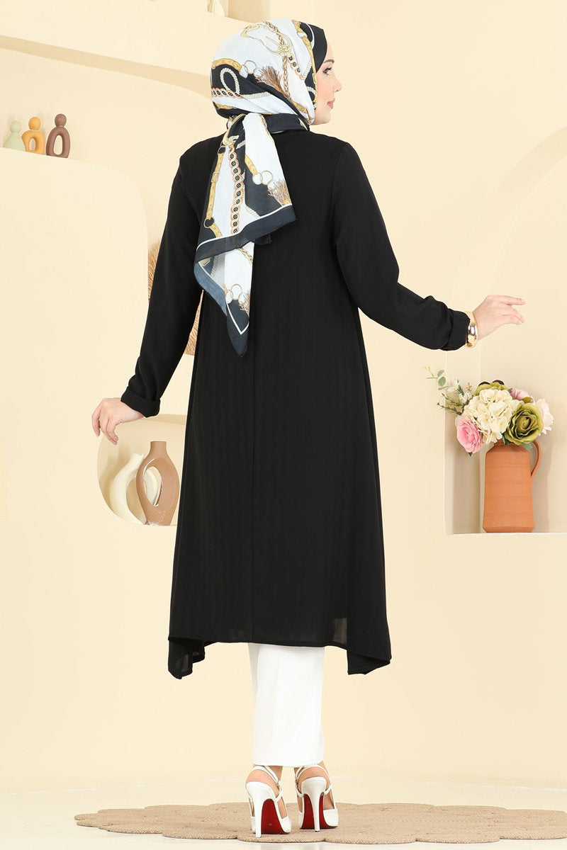 Classic Plain Crepe Tunic - Black
