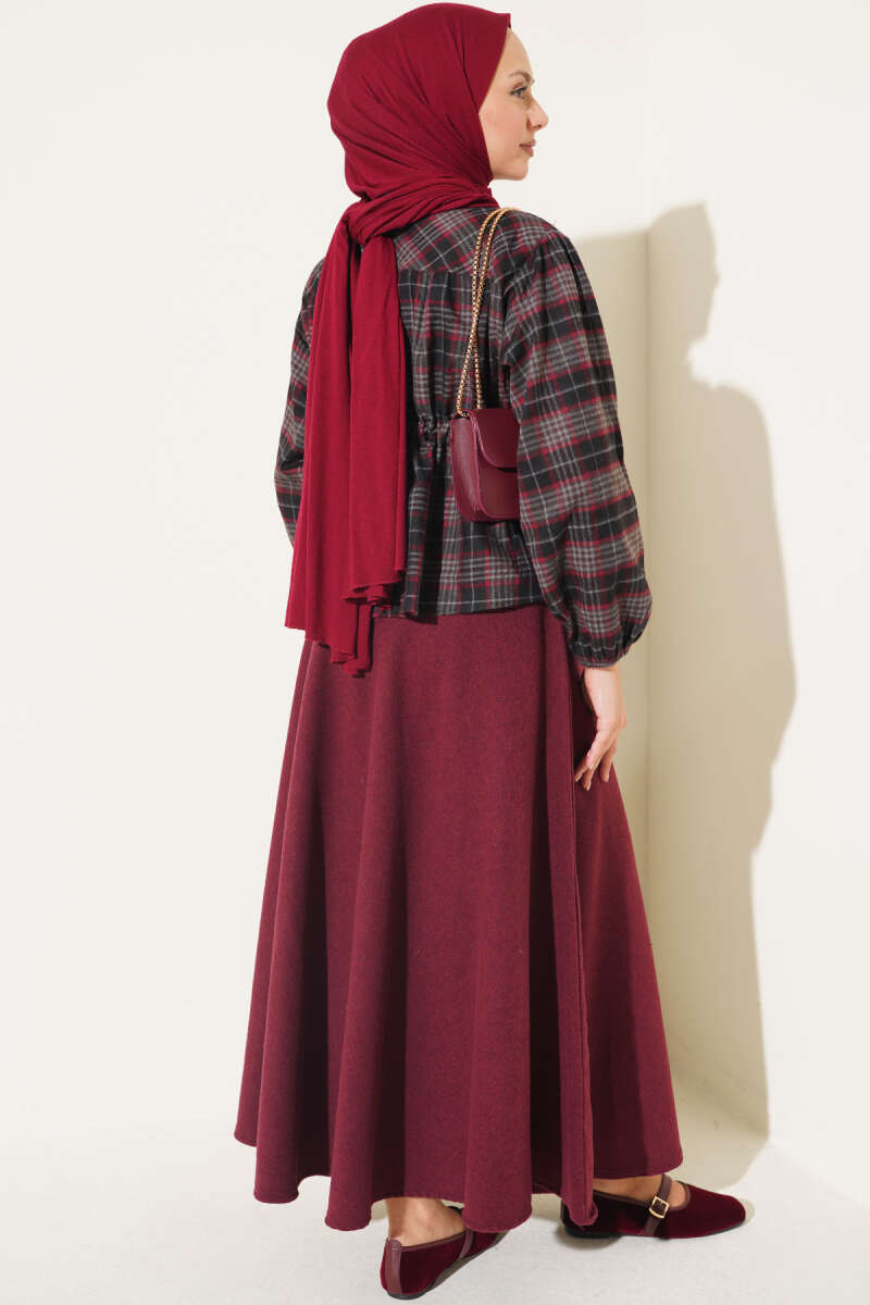 Gathered Plaid Shirt - Black
