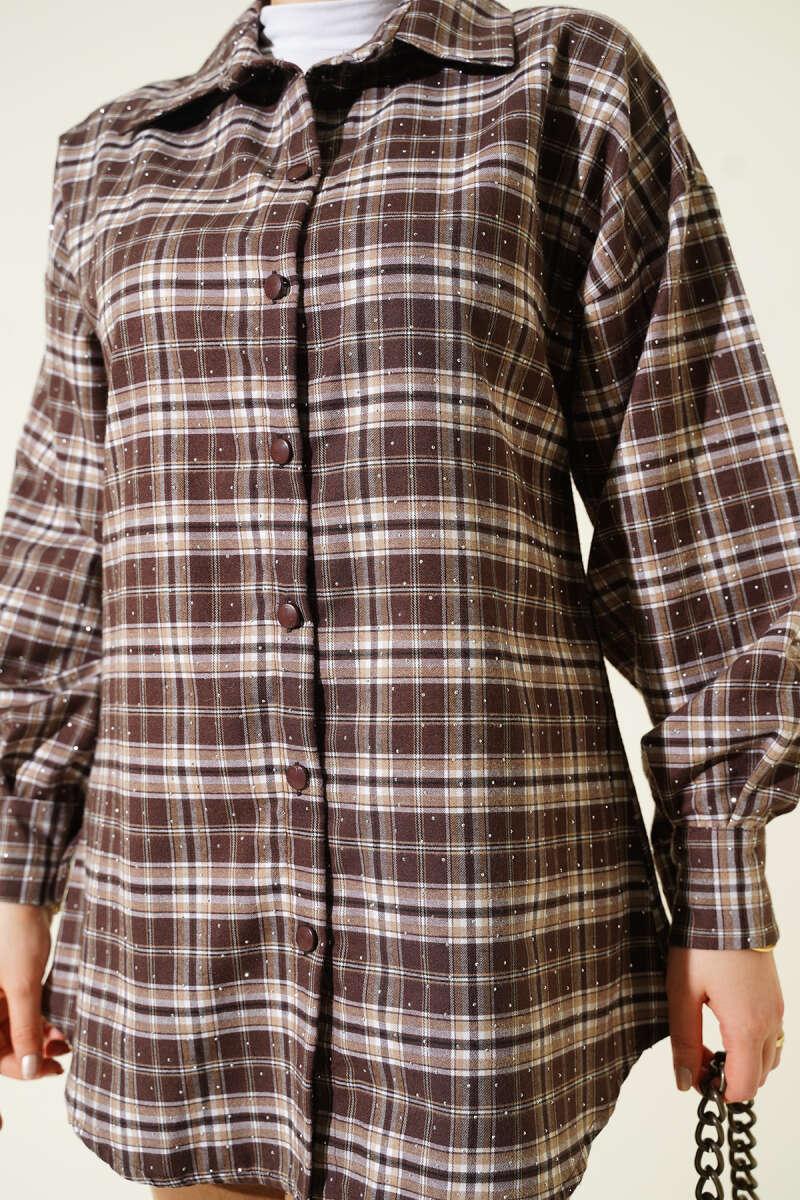 Plaid Shirt with Stones - Earth