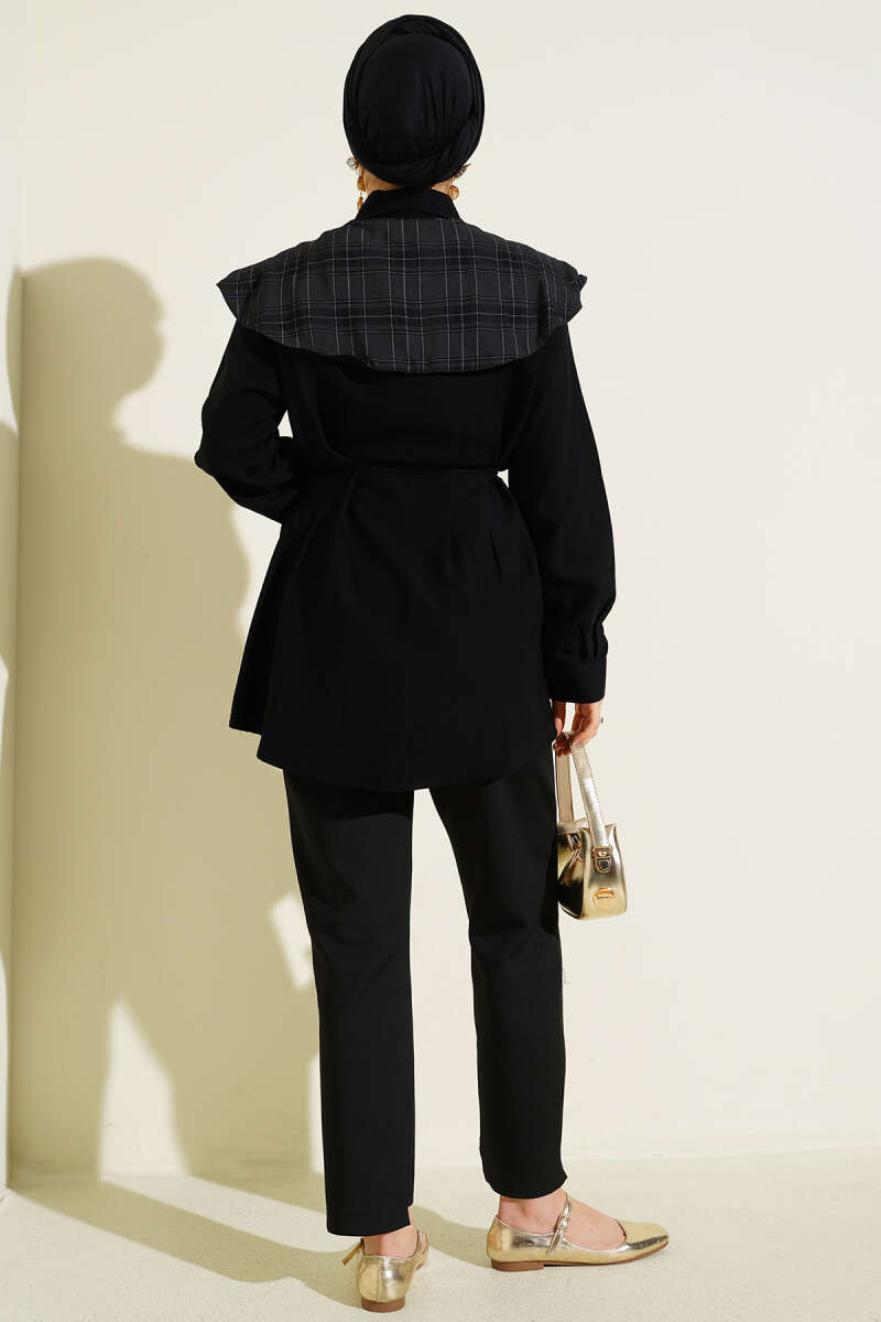 Plaid Shirt with Scout Collar - Black