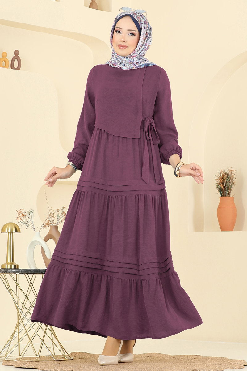 Aerobin Dress with Tiered Skirt - Dark Dusty Rose