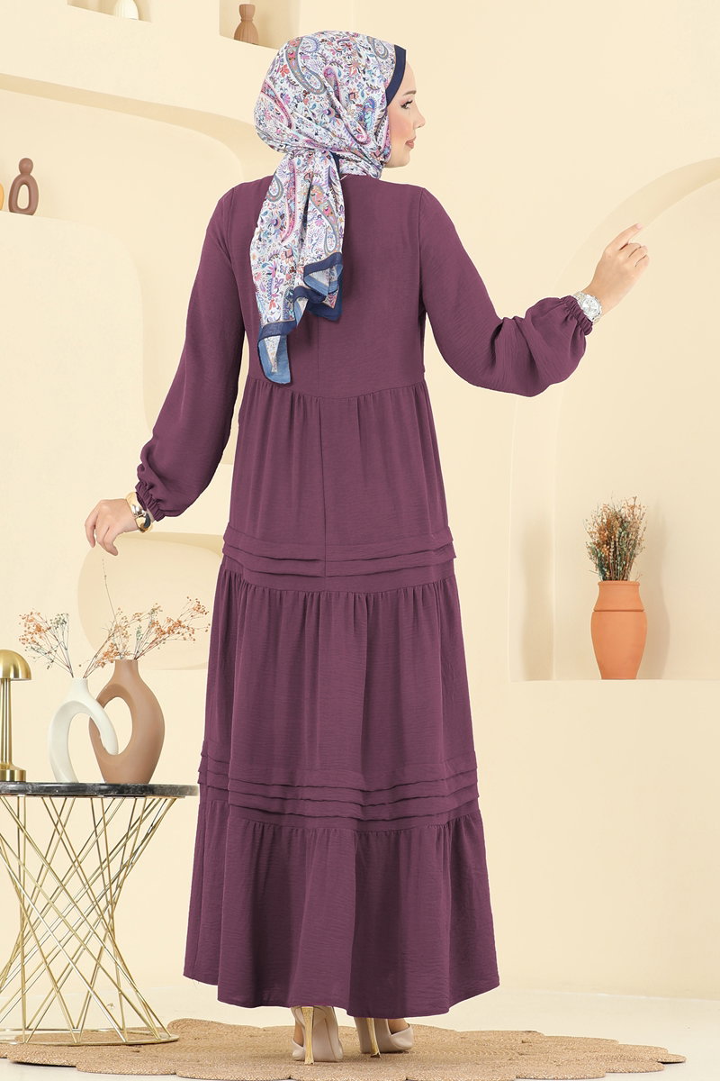 Aerobin Dress with Tiered Skirt - Dark Dusty Rose