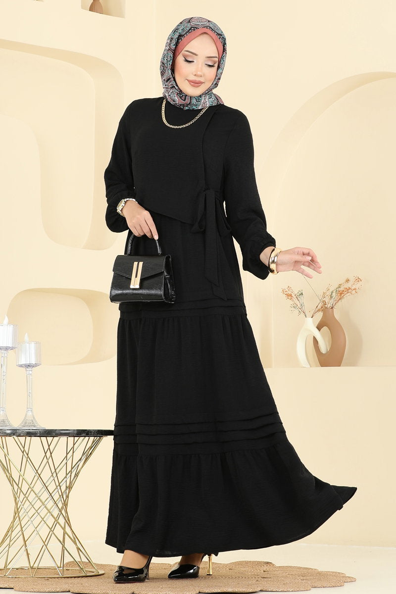 Aerobin Dress with Tiered Skirt - Black