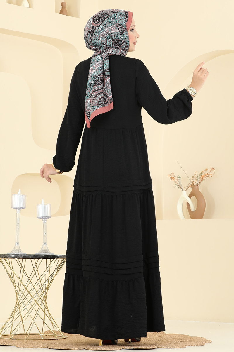 Aerobin Dress with Tiered Skirt - Black