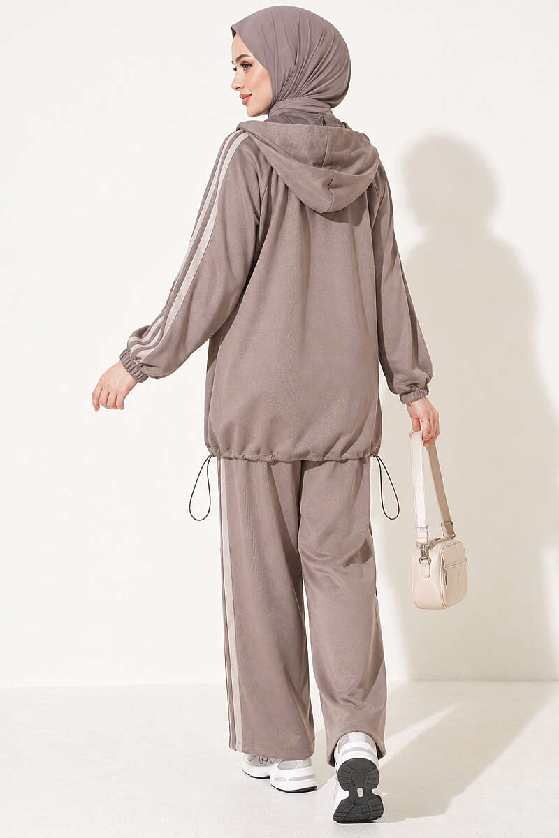 Two-Piece Set with Elastic Hem and Trim - Mink