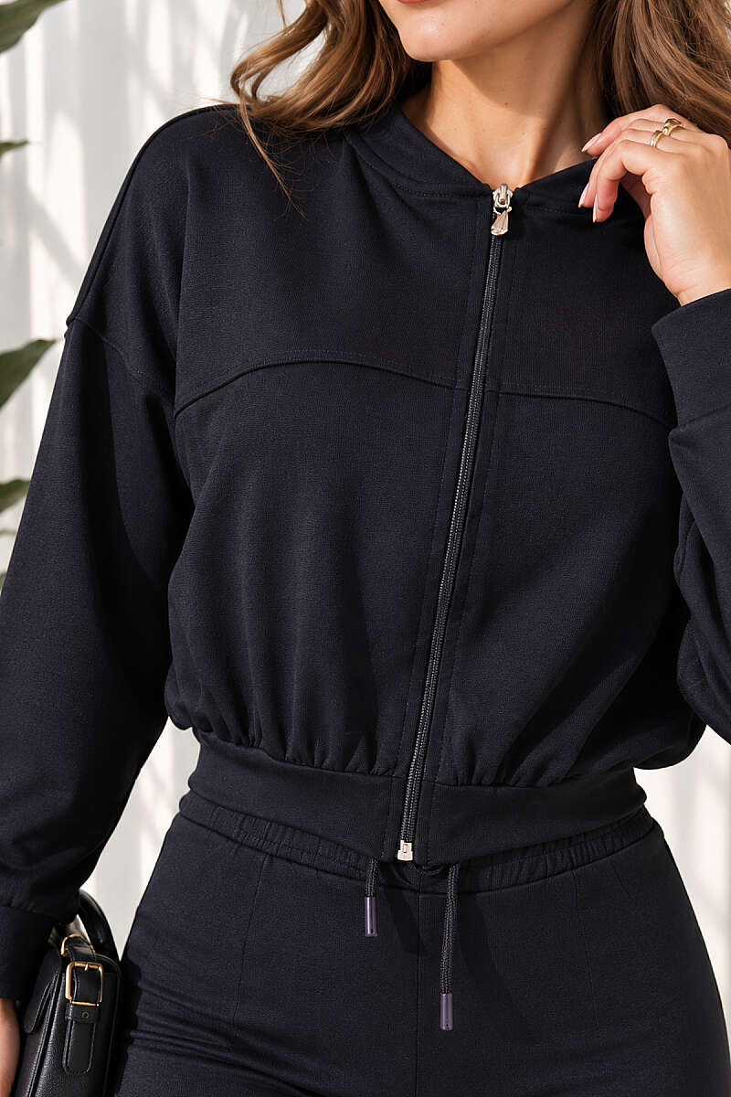 Zip-Detail Two-Piece Set - Navy