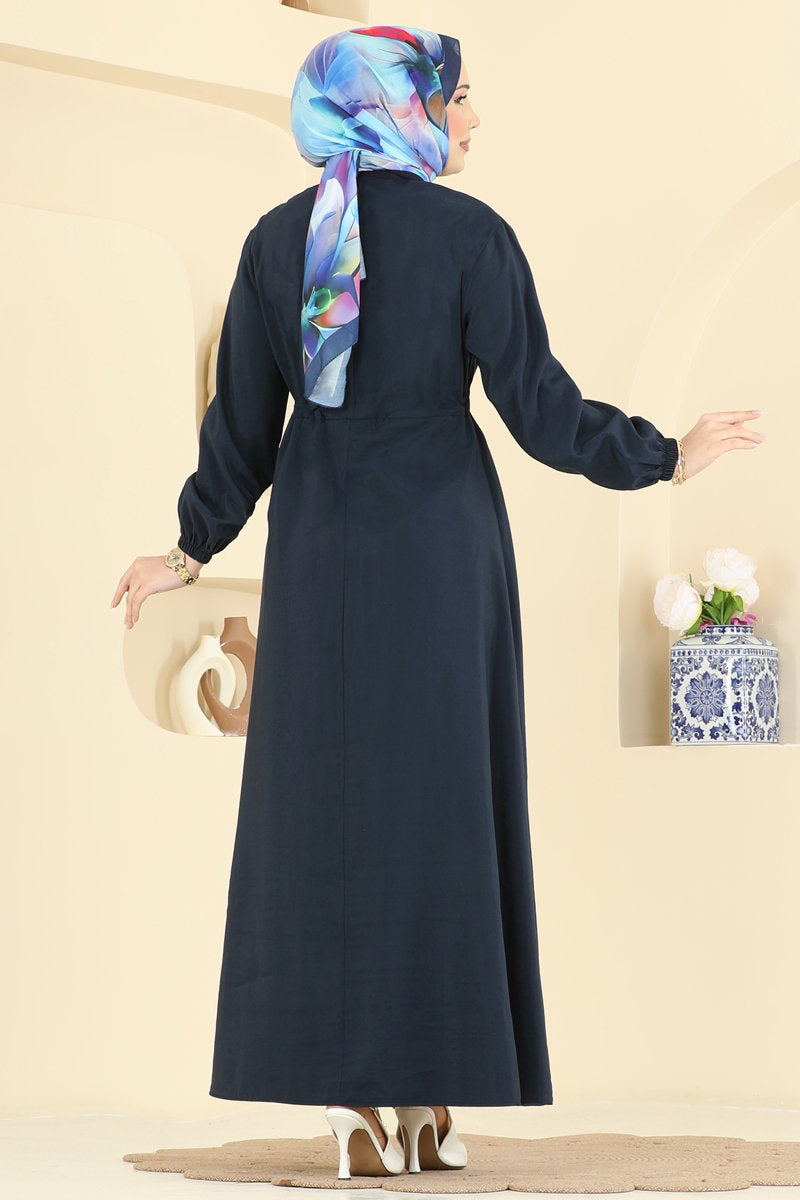 Modal Dress with Zip Detail - Navy