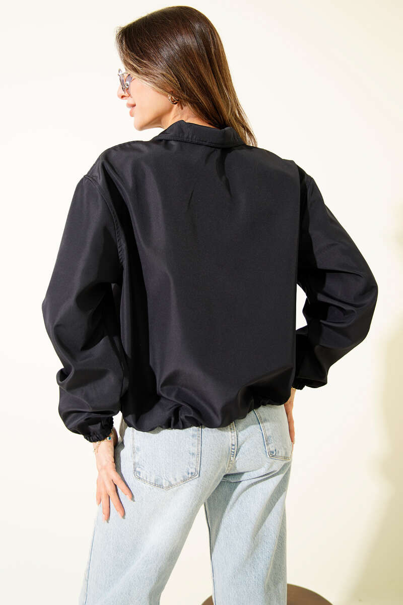 Short Zip Jacket with Two Pockets - Navy