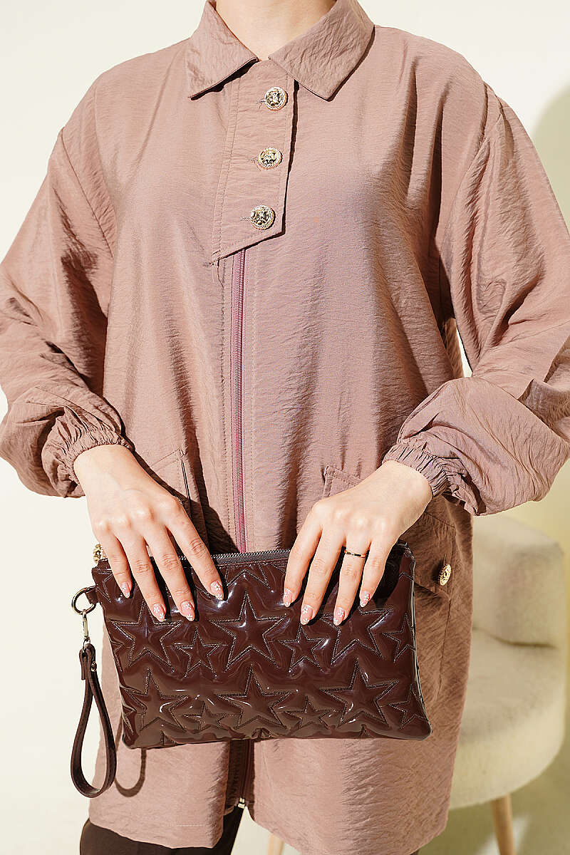 Zip-Up Cape Coat with Shirt Collar - Latte
