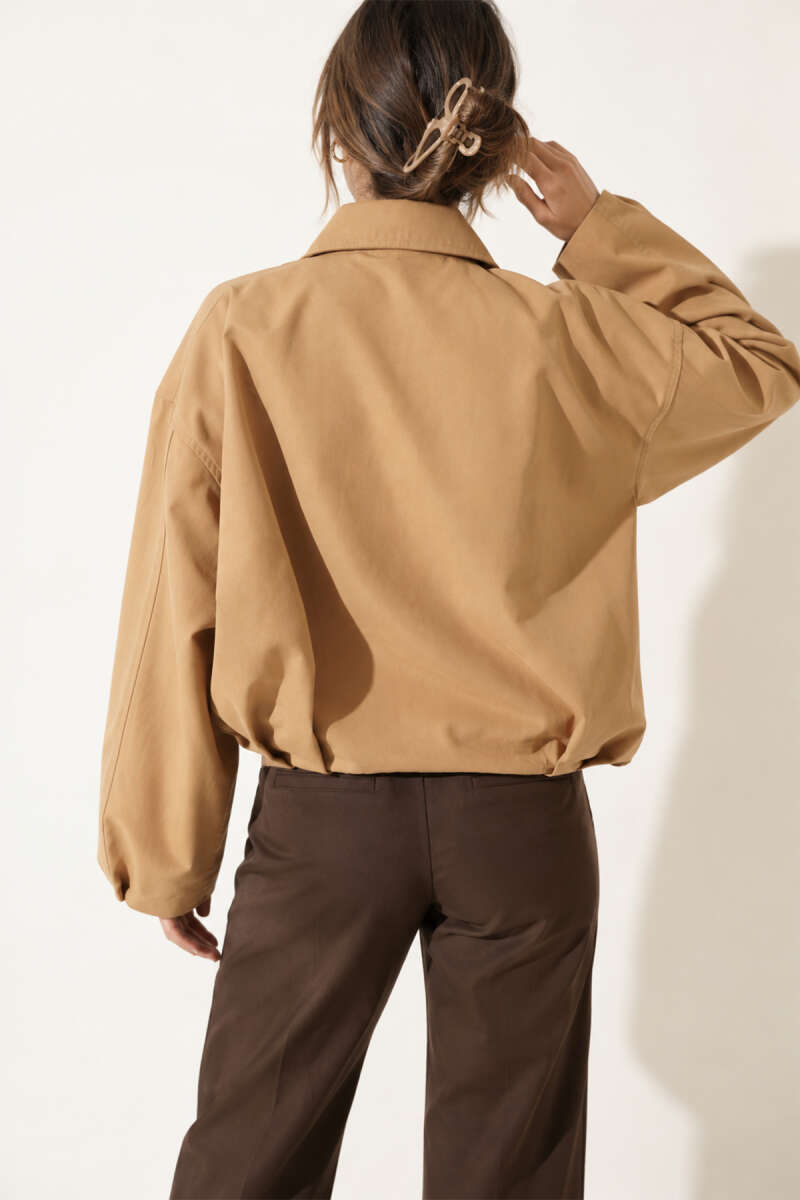 Zip Trench Coat with Belt Detail - Camel