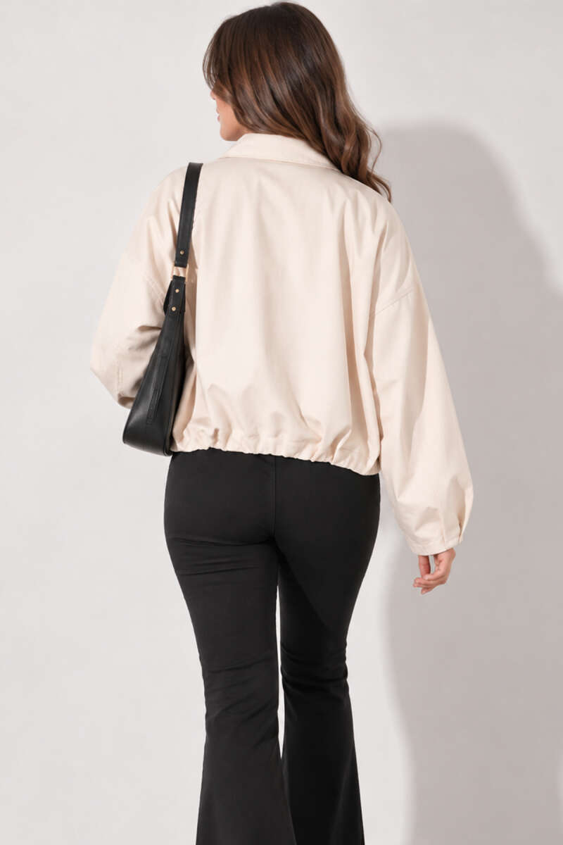 Zip Trench Coat with Belt Detail - Ecru