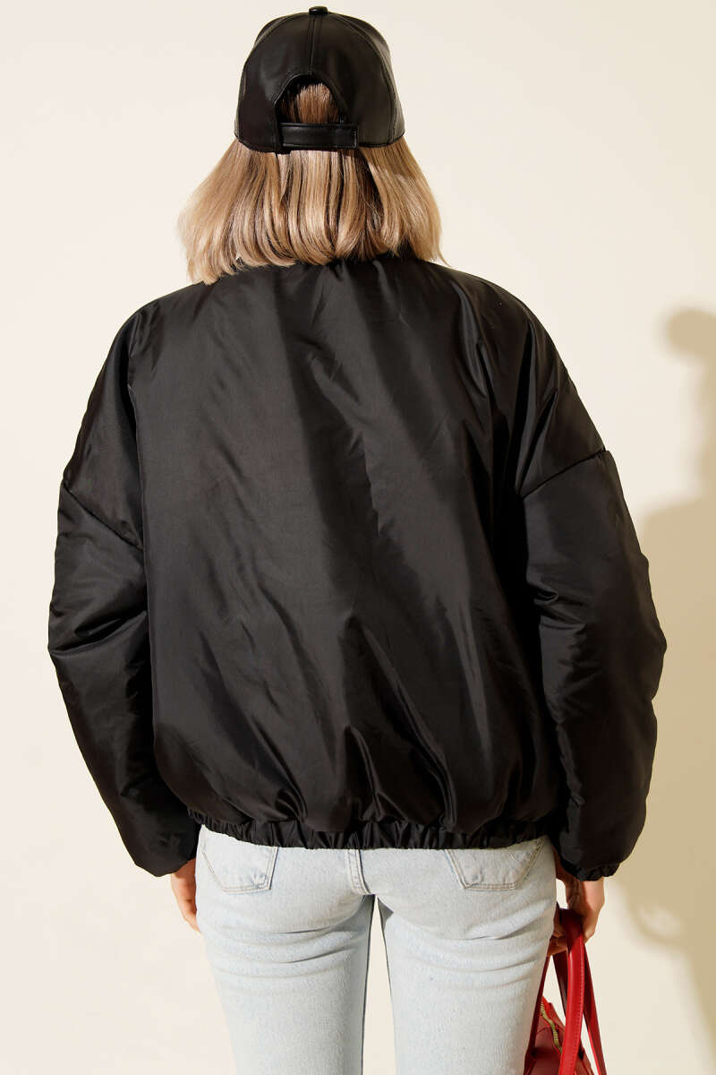 Short Zip Puffer Jacket - Black