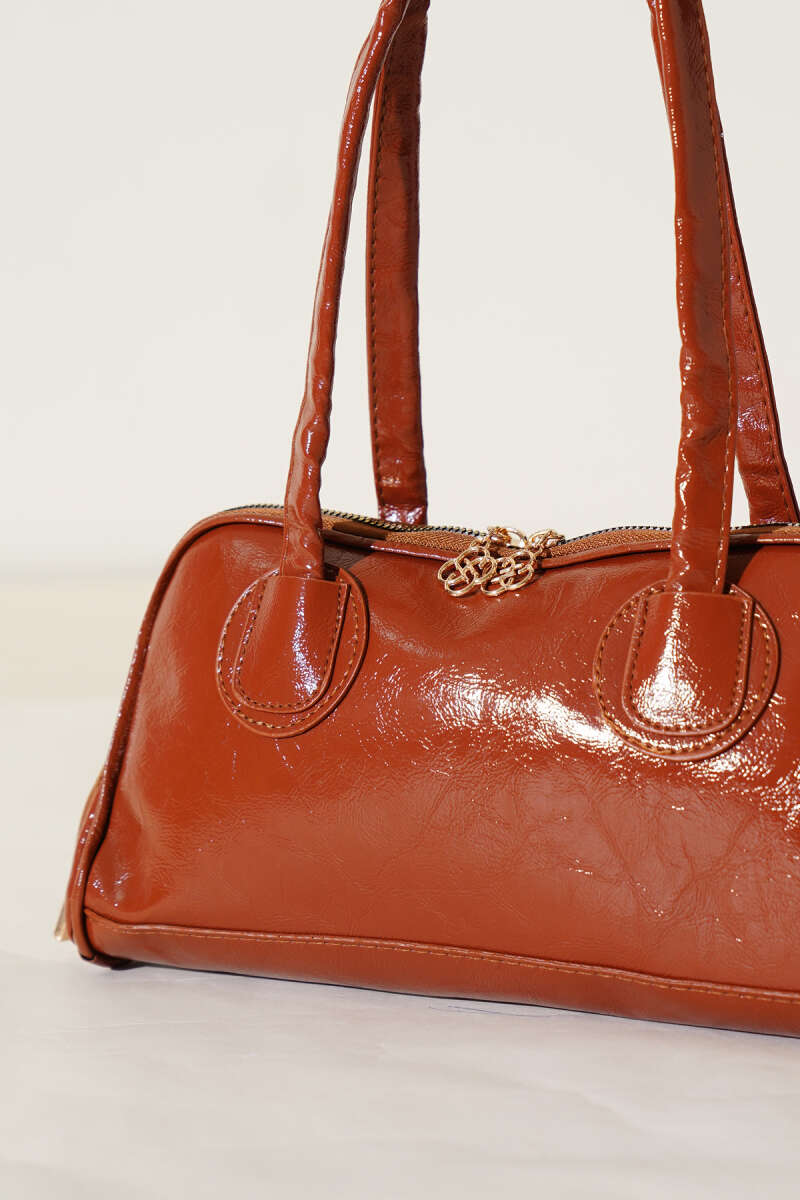 Long-Handle Zip Patent Bag - Tan