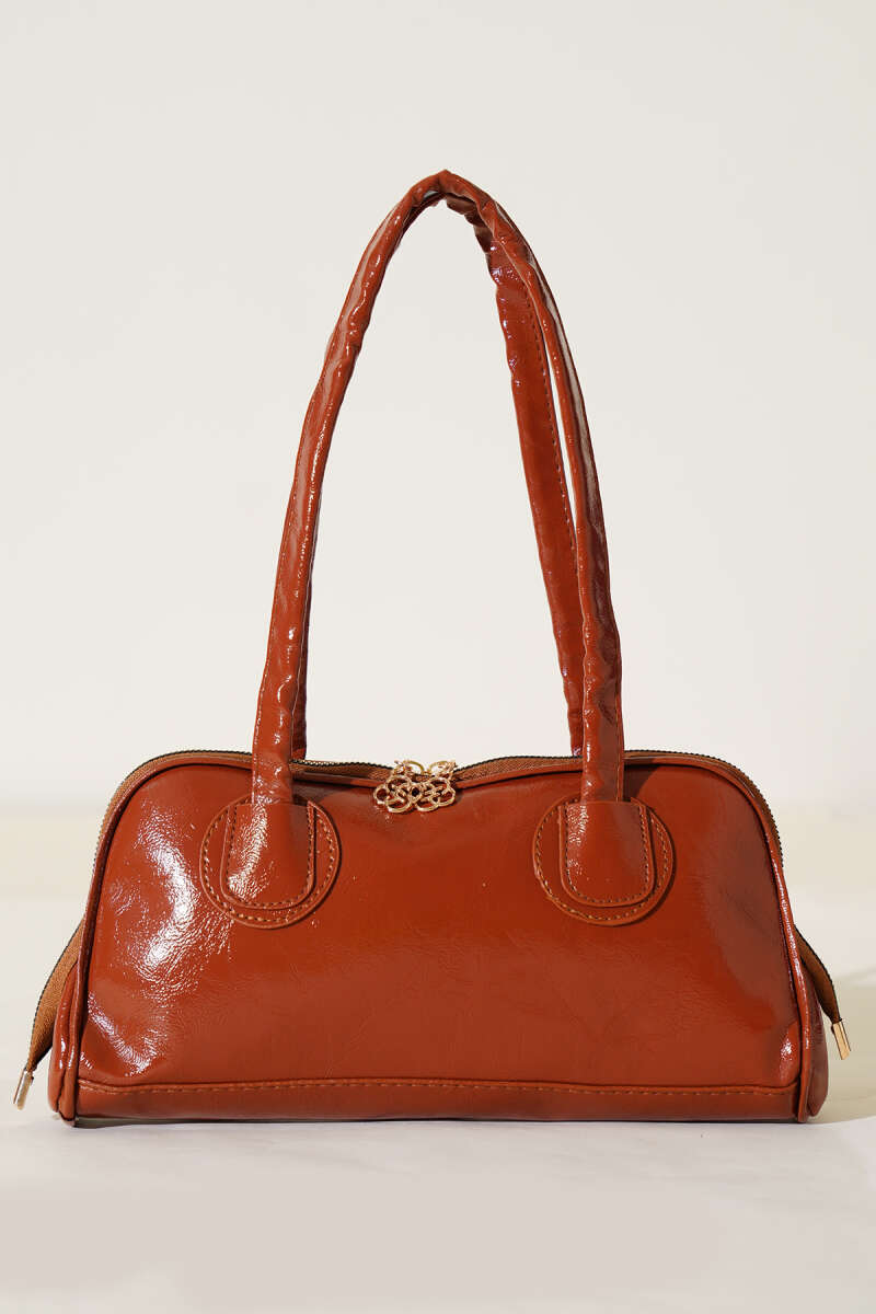 Long-Handle Zip Patent Bag - Tan