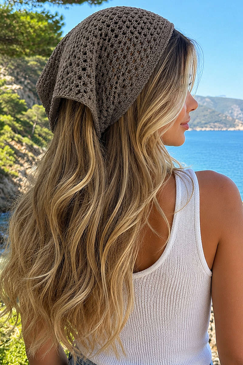 Mesh-Knit Tie Bandana - Bronze