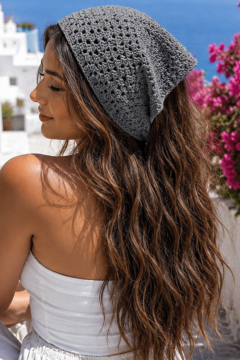 Mesh-Knit Tie Bandana - Smoke Grey