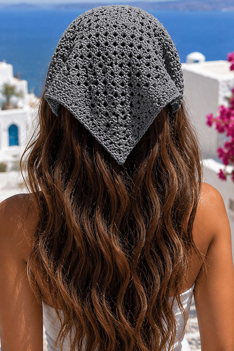 Mesh-Knit Tie Bandana - Smoke Grey