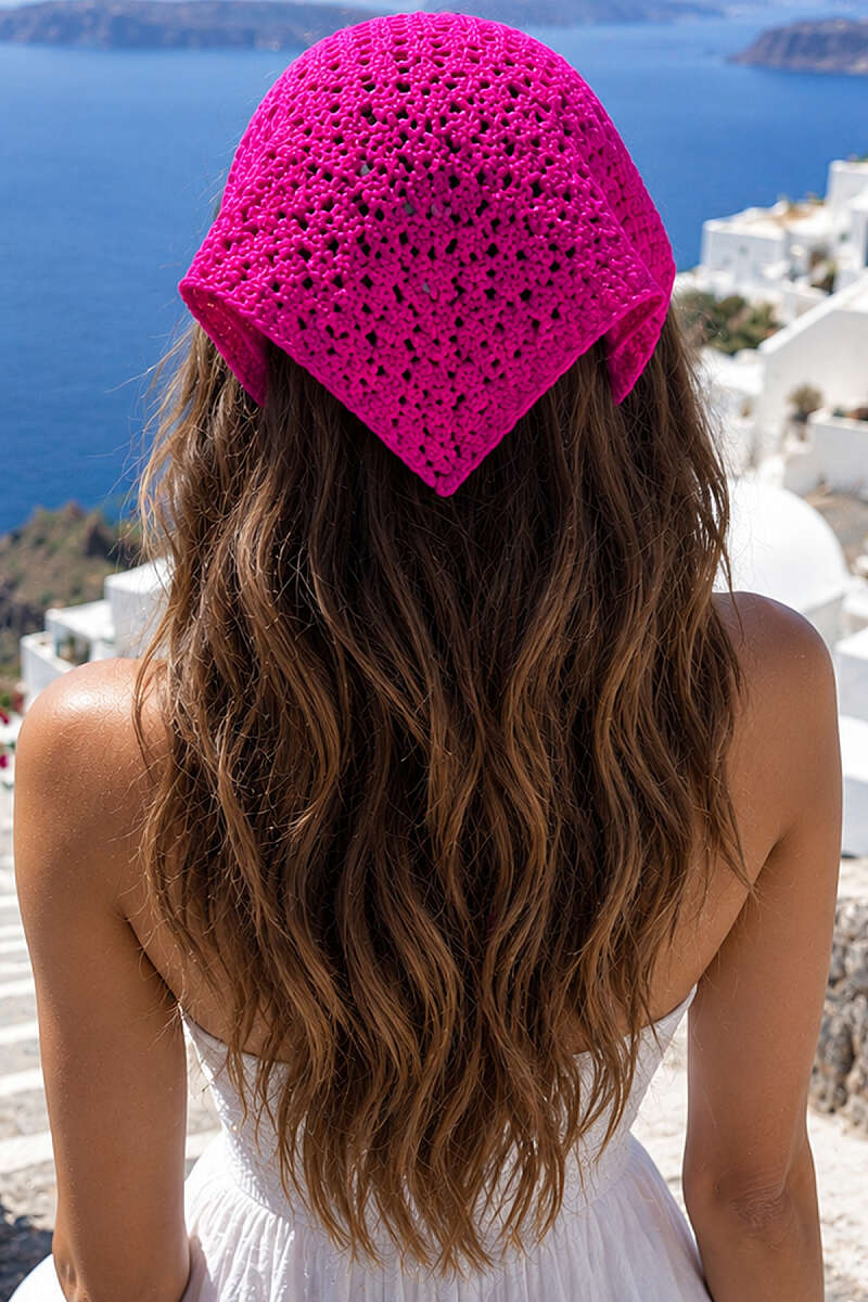Mesh-Knit Tie Bandana - Fuchsia