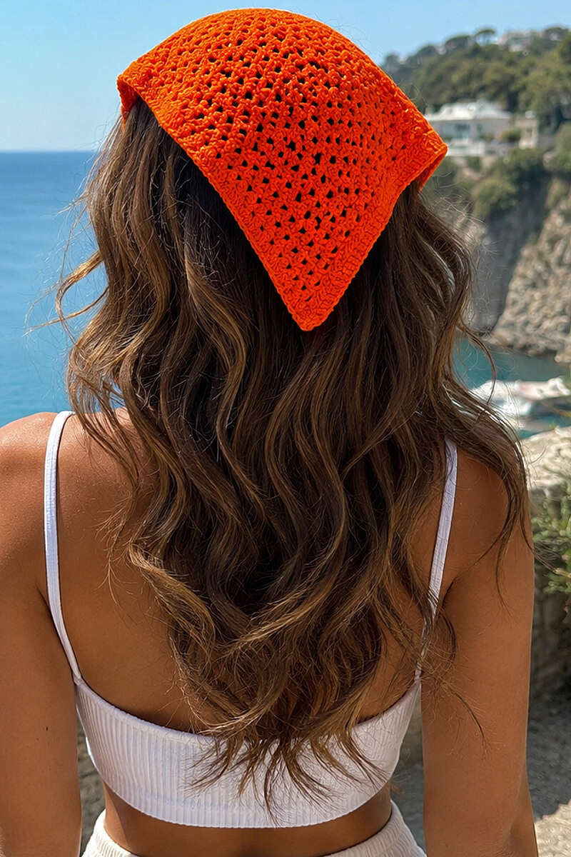Mesh-Knit Tie Bandana - Orange
