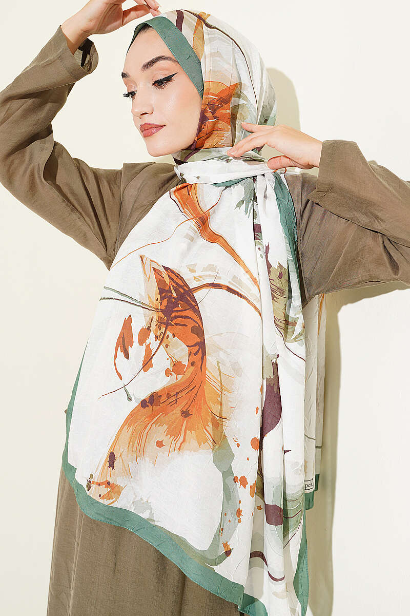 Brushstroke Bamboo Crinkle Shawl - Emerald