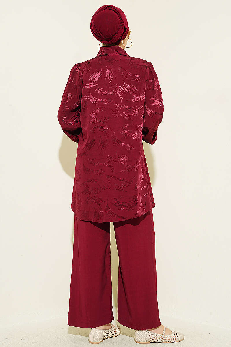 Brushstroke Jacquard Two-Piece Set - Burgundy