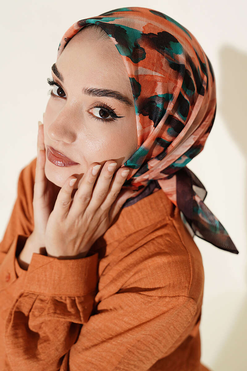 Brushstroke Print Soft Scarf - Dark Brown