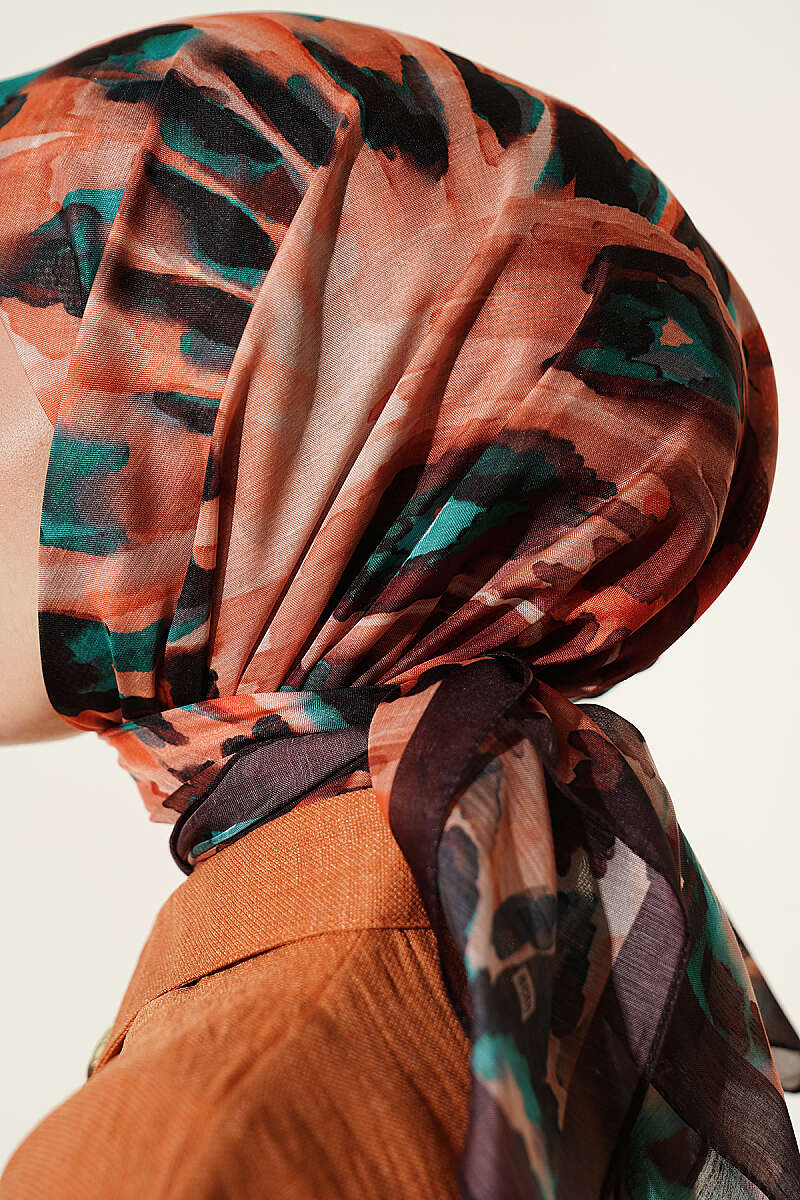 Brushstroke Print Soft Scarf - Dark Brown